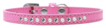 Pearl-And-Clear-Crystal-Size-16-Bright-Pink-Puppy-Collar-GreatEagleInc-319635446