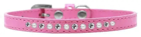 Pearl-And-Clear-Crystal-Size-8-Bright-Pink-Puppy-Collar-GreatEagleInc-318705844