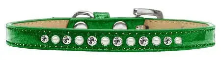 Pearl-And-Clear-Crystal-Size-8-Emerald-Green-Puppy-Ice-Cream-Collar-GreatEagleInc-333909276