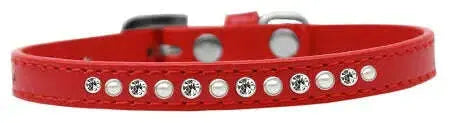 Pearl-And-Clear-Crystal-Size-8-Red-Puppy-Collar-GreatEagleInc-319633997