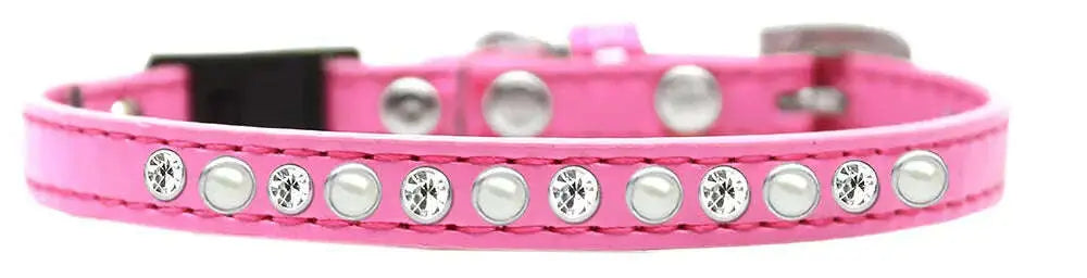 Pearl-And-Clear-Jewel-Breakaway-Cat-Collar-Bright-Pink-Size-10-GreatEagleInc-334285797