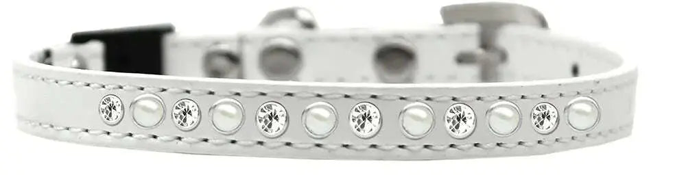 Pearl-And-Clear-Jewel-Breakaway-Cat-Collar-White-Size-12-GreatEagleInc-334287059