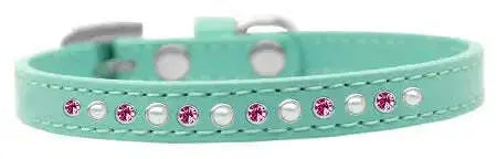 Pearl-And-Pink-Crystal-Size-10-Aqua-Puppy-Collar-GreatEagleInc-319633366