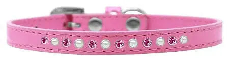Pearl-And-Pink-Crystal-Size-12-Bright-Pink-Puppy-Collar-GreatEagleInc-318576755