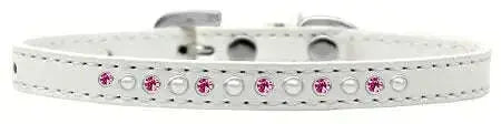 Pearl-And-Pink-Crystal-Size-12-White-Puppy-Collar-GreatEagleInc-333855249