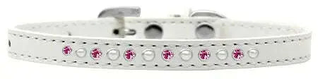 Pearl-And-Pink-Crystal-Size-12-White-Puppy-Collar-GreatEagleInc-333855249