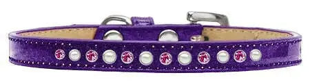 Pearl-And-Pink-Crystal-Size-16-Purple-Puppy-Ice-Cream-Collar-GreatEagleInc-333907047