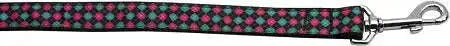 Pink-And-Blue-Plaid-Nylon-Dog-Leash-3-8-Inch-Wide-6ft-Long-GreatEagleInc-318549443