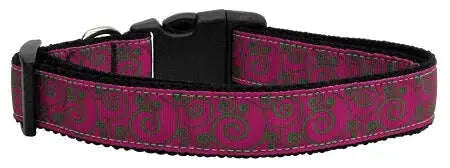 Pink-And-Lime-Swirly-Nylon-Dog-Collar-Medium-Narrow-GreatEagleInc-333773978