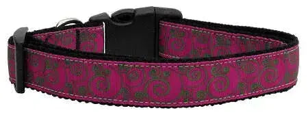 Pink-And-Lime-Swirly-Nylon-Ribbon-Dog-Collars-Large-GreatEagleInc-318912432