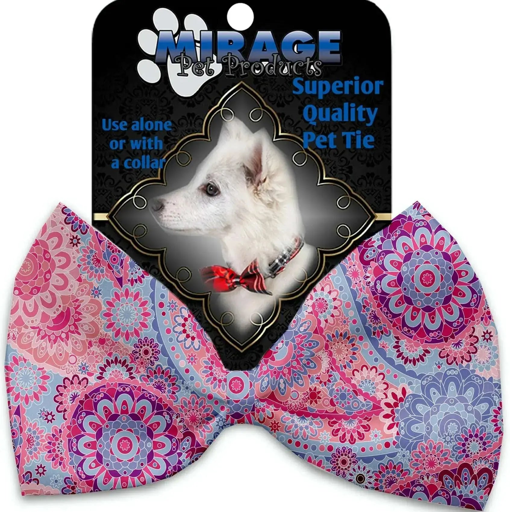 Pink-Bohemian-Pet-Bow-Tie-Collar-Accessory-With-Velcro-GreatEagleInc-318566630