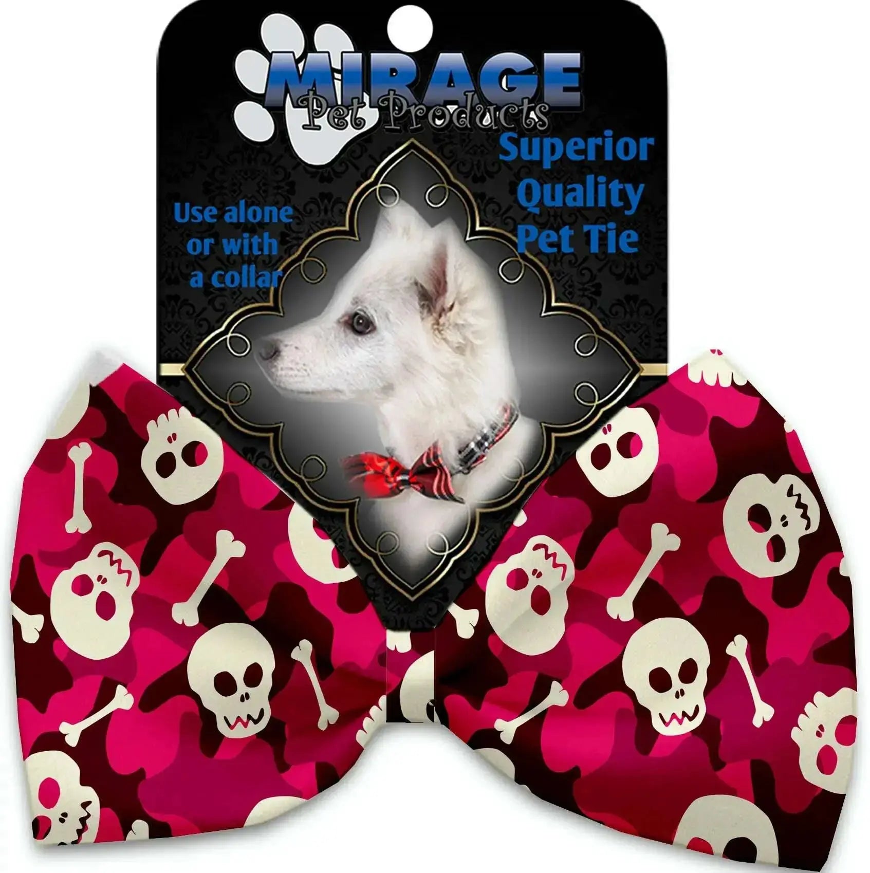 Pink-Camo-Skulls-Pet-Bow-Tie-Collar-Accessory-With-Velcro-GreatEagleInc-318776854
