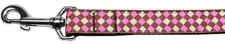 Pink-Checkers-Nylon-Dog-Leash-1-Wide-4ft-Lsh-GreatEagleInc-320019546