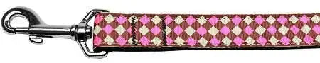 Pink-Checkers-Nylon-Dog-Leash-1-Wide-4ft-Lsh-GreatEagleInc-320019546