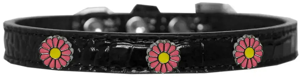 Pink-Daisy-Widget-Croc-Dog-Collar-Black-Size-16-GreatEagleInc-318538382