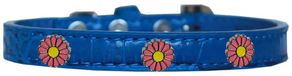Pink-Daisy-Widget-Croc-Dog-Collar-Blue-Size-12-GreatEagleInc-320000478