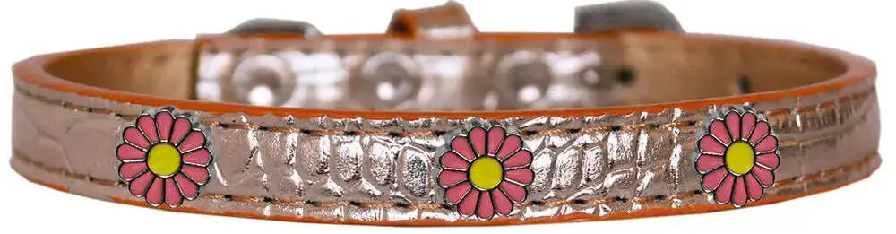 Pink-Daisy-Widget-Croc-Dog-Collar-Copper-Size-20-GreatEagleInc-318586716