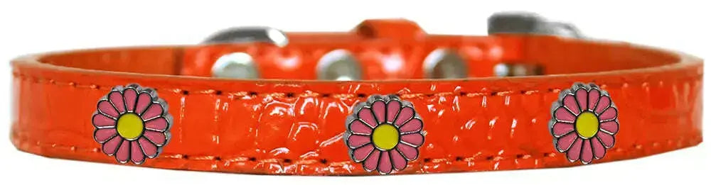 Pink-Daisy-Widget-Croc-Dog-Collar-Orange-Size-12-GreatEagleInc-318586965