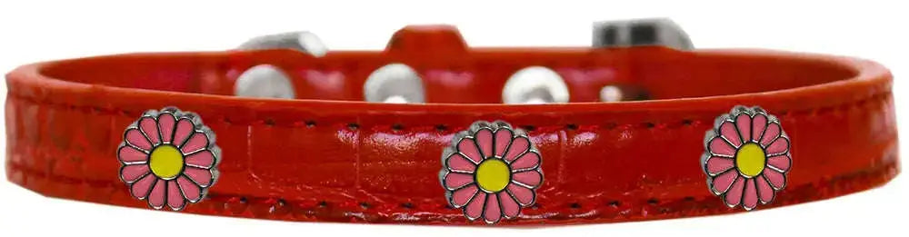 Pink-Daisy-Widget-Croc-Dog-Collar-Red-Size-14-GreatEagleInc-319190649