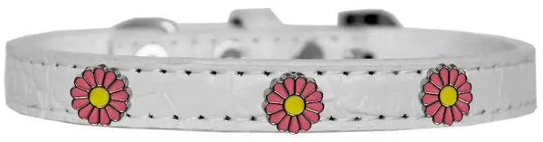 Pink-Daisy-Widget-Croc-Dog-Collar-White-Size-20-GreatEagleInc-319189629