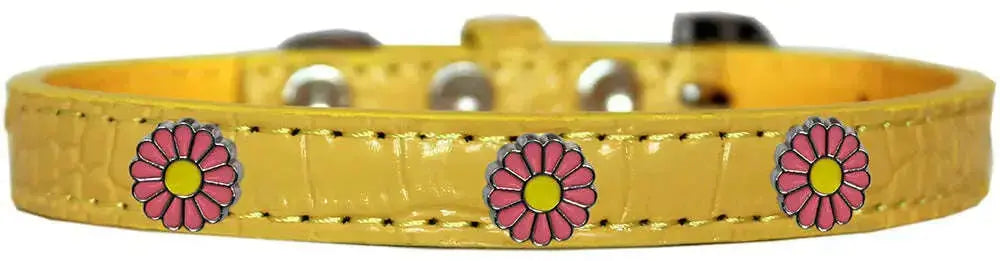 Pink-Daisy-Widget-Croc-Dog-Collar-Yellow-Size-12-GreatEagleInc-319189433