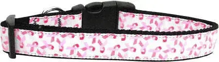 Pink-Ribbons-On-White-Dog-Collar-Large-GreatEagleInc-318919611