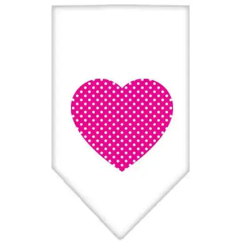 Pink-Swiss-Dot-Heart-Screen-Print-Bandana-White-Large-GreatEagleInc-319364289