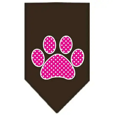 Pink-Swiss-Dot-Paw-Screen-Print-Bandana-Cocoa-Large-GreatEagleInc-319214693