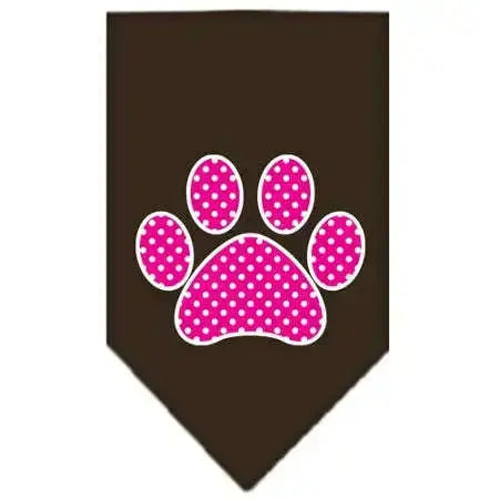 Pink-Swiss-Dot-Paw-Screen-Print-Bandana-Cocoa-Large-GreatEagleInc-319214693
