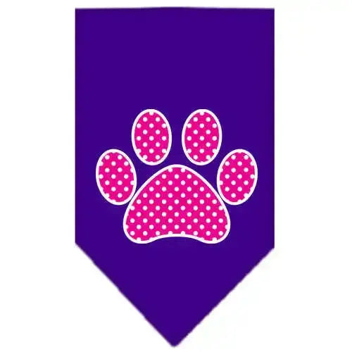 Pink-Swiss-Dot-Paw-Screen-Print-Bandana-Purple-Large-GreatEagleInc-319214579