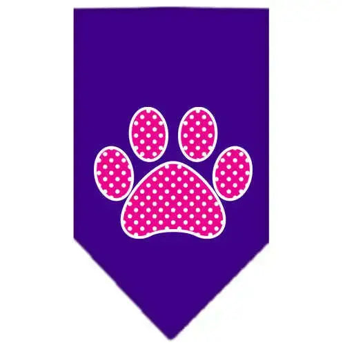 Pink-Swiss-Dot-Paw-Screen-Print-Bandana-Purple-Small-GreatEagleInc-319214349
