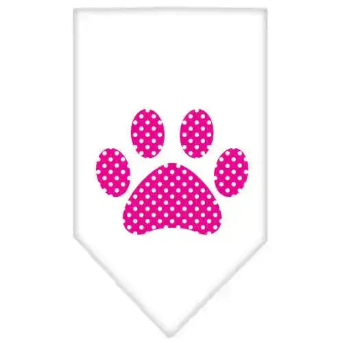 Pink-Swiss-Dot-Paw-Screen-Print-Bandana-White-Small-GreatEagleInc-319214276