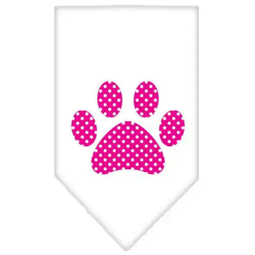 Pink-Swiss-Dot-Paw-Screen-Print-Bandana-White-Small-GreatEagleInc-319214276