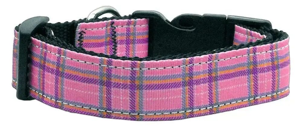 Plaid-Nylon-Collar-Pink-Large-GreatEagleInc-318839076