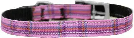 Plaid-Nylon-Dog-Collar-With-Classic-Buckle-3-8_-Pink-Size-12-GreatEagleInc-333773378