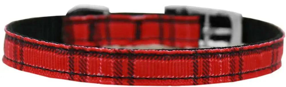 Plaid-Nylon-Dog-Collar-With-Classic-Buckle-3-8_-Red-Size-14-GreatEagleInc-333687431
