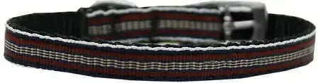 Preppy-Stripes-Nylon-Dog-Collar-With-Classic-Buckles-3-8_-Brown-khaki-Size-12-GreatEagleInc-333887537