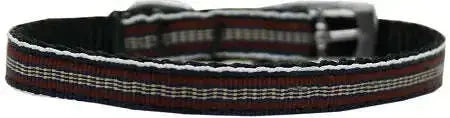 Preppy-Stripes-Nylon-Dog-Collar-With-Classic-Buckles-3-8_-Brown-khaki-Size-12-GreatEagleInc-333887537