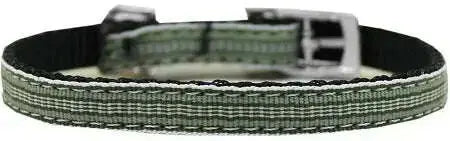 Preppy-Stripes-Nylon-Dog-Collar-With-Classic-Buckles-3-8_-Green-white-Size-14-GreatEagleInc-333887335