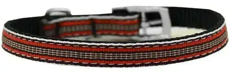 Preppy-Stripes-Nylon-Dog-Collar-With-Classic-Buckles-3-8_-Orange-khaki-Size-10-GreatEagleInc-333887213