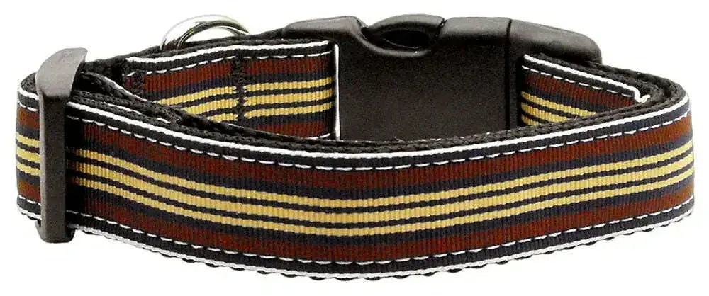 Preppy-Stripes-Nylon-Ribbon-Collars-Brown-khaki-Large-GreatEagleInc-318897879