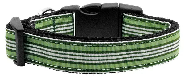 Preppy-Stripes-Nylon-Ribbon-Collars-Green-white-Medium-GreatEagleInc-318898364