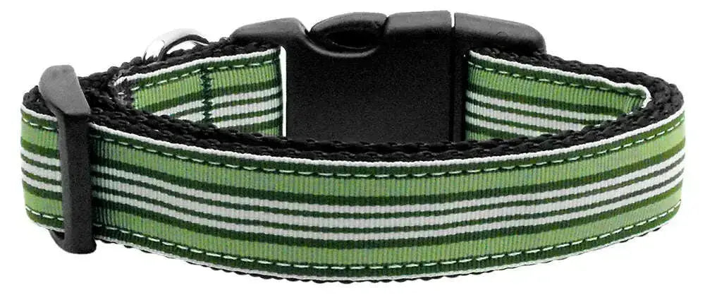Preppy-Stripes-Nylon-Ribbon-Collars-Green-white-Xs-GreatEagleInc-333870132