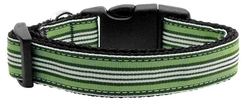 Preppy-Stripes-Nylon-Ribbon-Collars-Green-white-Xs-GreatEagleInc-333870132