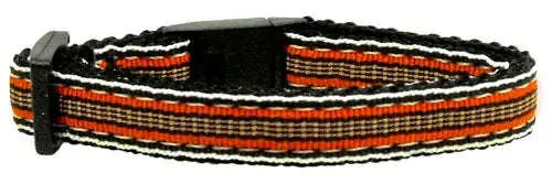 Preppy-Stripes-Nylon-Ribbon-Collars-Orange-khaki-Cat-Safety-GreatEagleInc-333892736