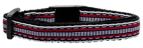 Preppy-Stripes-Nylon-Ribbon-Collars-Red-white-Cat-Safety-GreatEagleInc-318897693