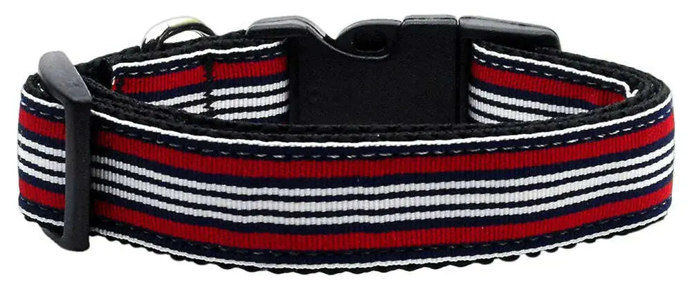 Preppy-Stripes-Nylon-Ribbon-Collars-Red-white-Large-GreatEagleInc-333870383