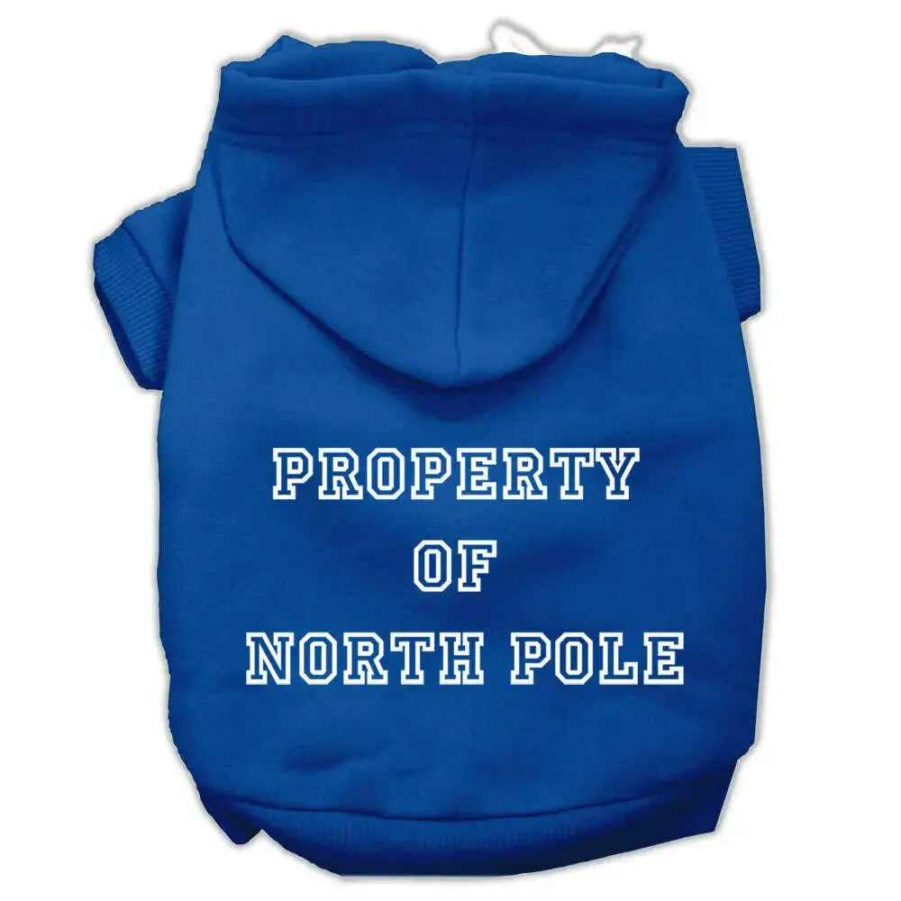 Property-Of-North-Pole-Screen-Print-Pet-Hoodies-Blue-Size-M-GreatEagleInc-333799153