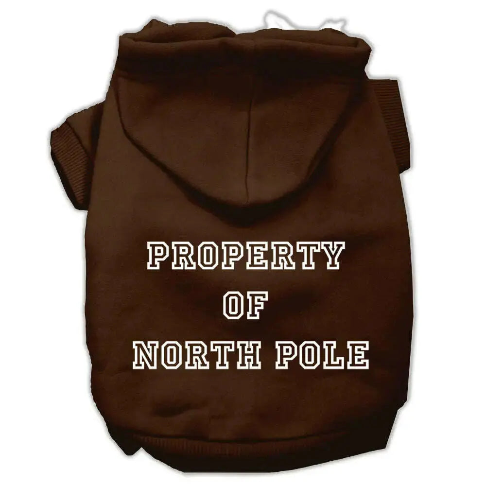 Property-Of-North-Pole-Screen-Print-Pet-Hoodies-Brown-Size-L-GreatEagleInc-333799790