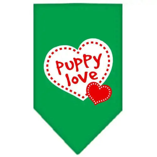 Puppy-Love-Screen-Print-Bandana-Emerald-Green-Large-GreatEagleInc-333915217